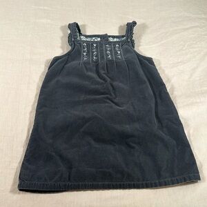 Janie & Jack Purple Blue Floral Embroidered Corduroy Jumper Dress size 2T